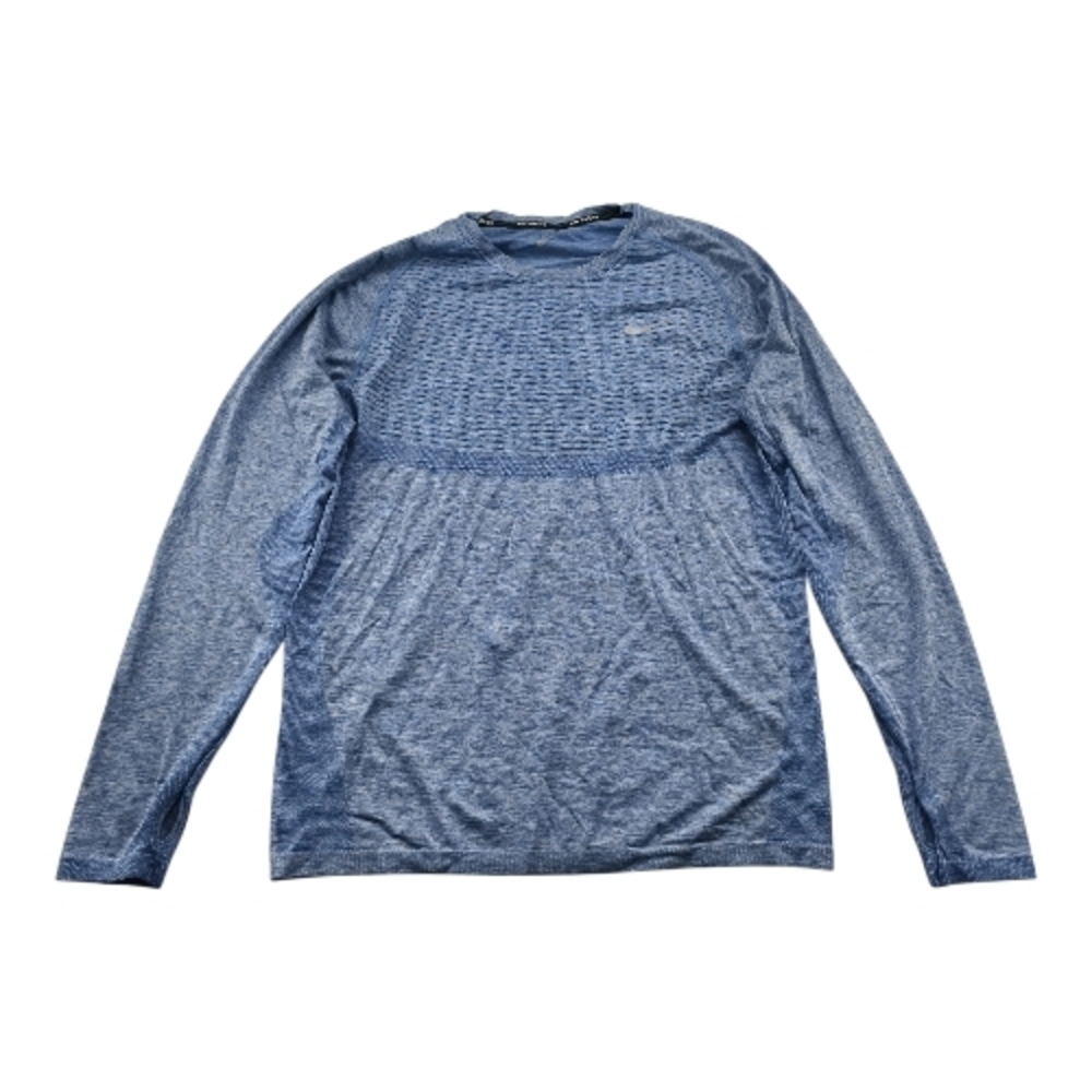 Nike Dri Fit Knit Running Top Men L Baby Blue Long Sleeve Thumb Holes